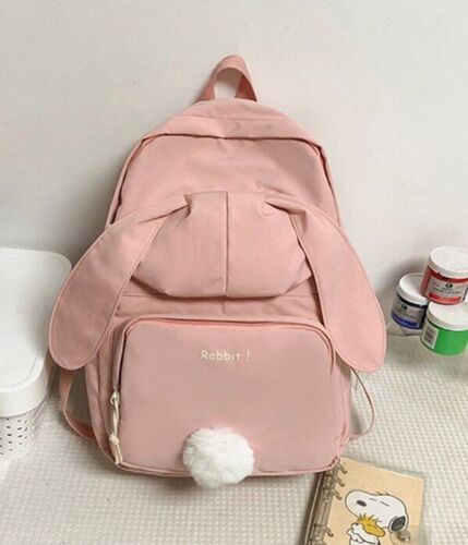 Backpack White School Bag Rabbit Tail Bag Large Waterproof 29*12*40 CM Traveling