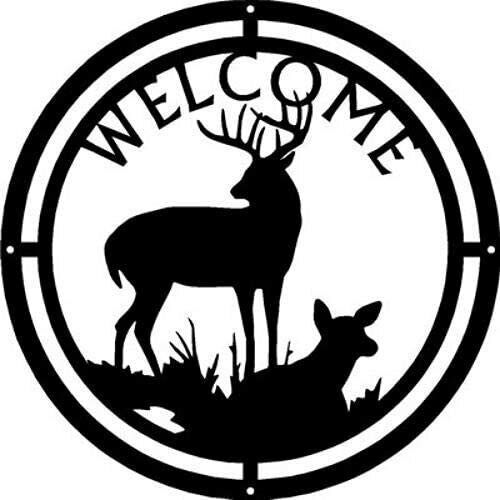 New Deer Buck Head /Deer Family /Bear and Cub /Elk Head Welcome Sign-12.5" Round