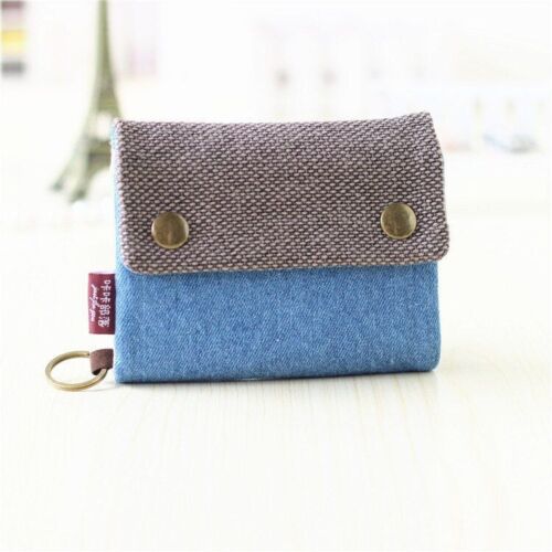 Handmade 3 Fold Fabric Wallet Short Zipper Purses Multi-function Bag Card Holder