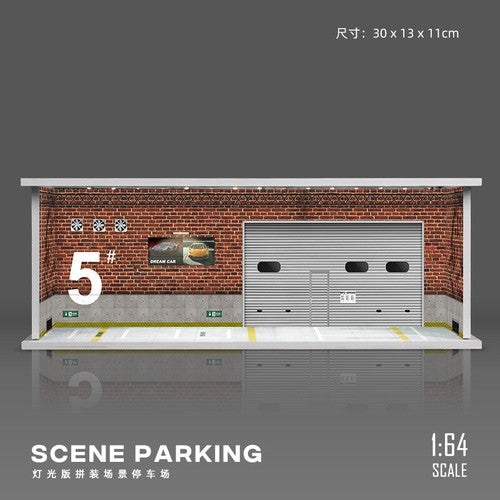 1/64 Car Garage Model LED Lighting Parking Lot Scene Display Diorama Toy Model