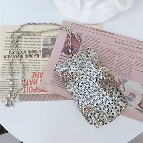 Luxury Bag Metal Sequins Chain Woven Bag Clutch Shoulder Handbag Bag 19*11*1 CM