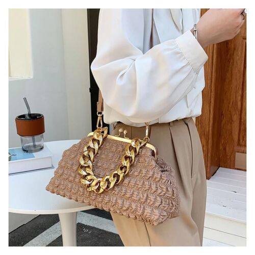 Clip Crossbody Bags Handbag Clutches Thick Chain Messenger Bag Purse 32*16*10 CM
