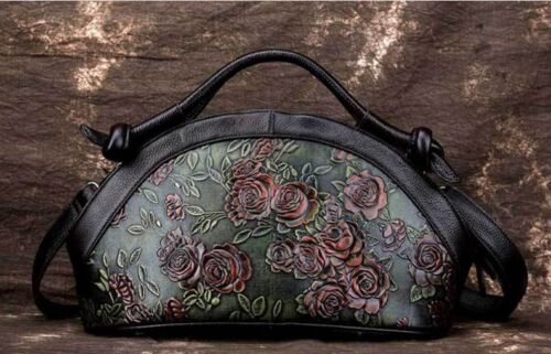 Natural Skin Shoulder Crossbody Tote Handbag Genuine Embossed Leather Retro Bags