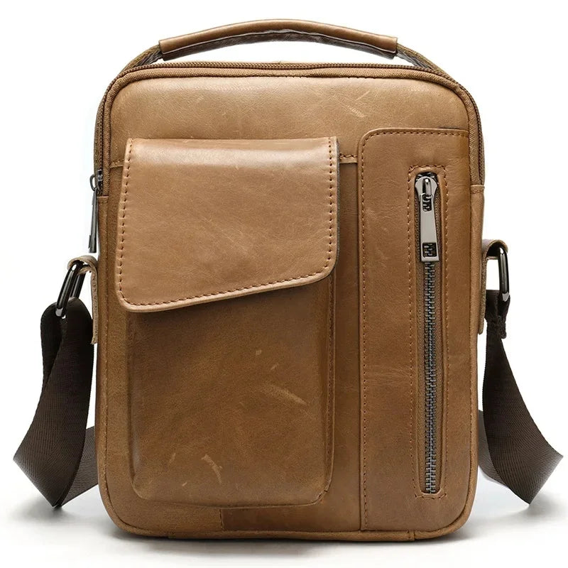 shoulder bag small flap zipper men's crossbody genuine leather for men handbag male messenger bags 8211