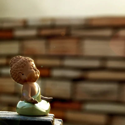 small buddha statue crackle glaze porcelain tea pet geyao craft Chinese creative ornament home decoration tea play on sales