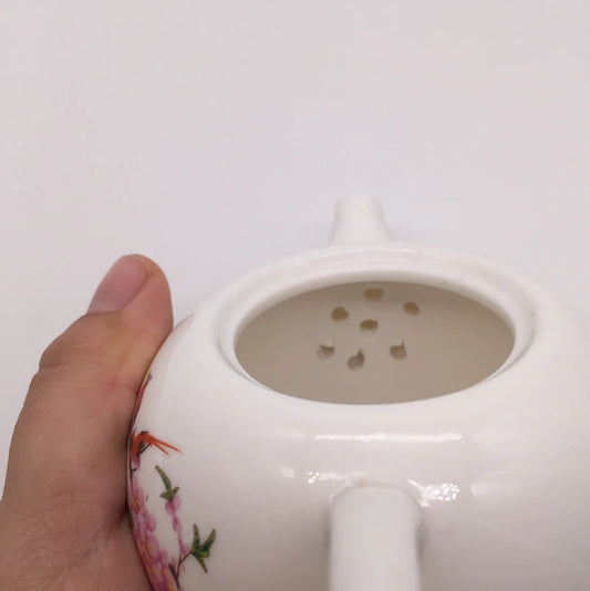 tea pot porcelain Chinese underglaze ceramic pot with infuser white china Pu'er pot for Tieguanyin green tea handpainted