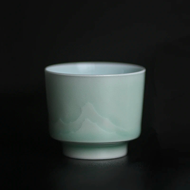 the film beans green glaze all hand carved mountains fragrance-smelling cup masters cup delicate teacups sample tea cup