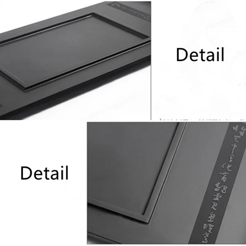 weighted heavy black stone tea tray boat shape creative tea table for kungfu tea set handmade serving tray Chinese word engraved