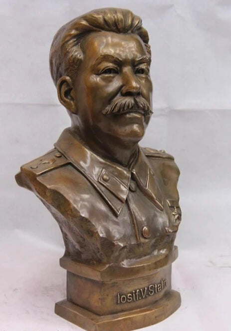 wholesale factory Chinese Folk Brass Copper Bronze Made Colossus Leader losif V stalin Head Statue 25% off