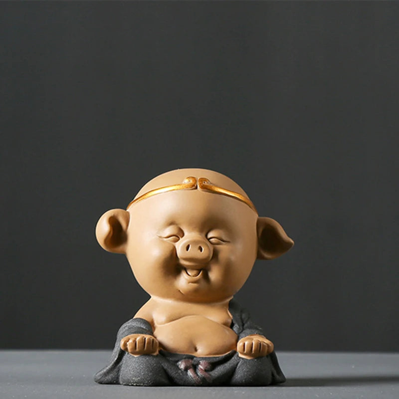 yixing zisha tea pet on tea tray handmade Pig King small size house decoration holiday gift house warming gift on sales in China