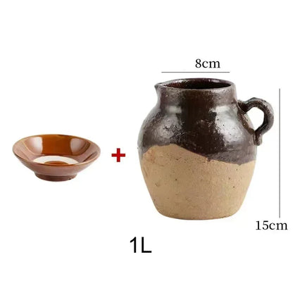 0.5L 1L Casseroles Pot Clay Pot Medicine Simmering Pot Stew Pot Fire Stew Soup Pregnant Health Casserole Porridge Pot with bowl