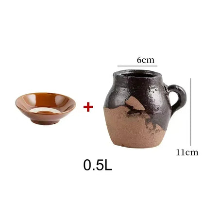 0.5L 1L Casseroles Pot Clay Pot Medicine Simmering Pot Stew Pot Fire Stew Soup Pregnant Health Casserole Porridge Pot with bowl