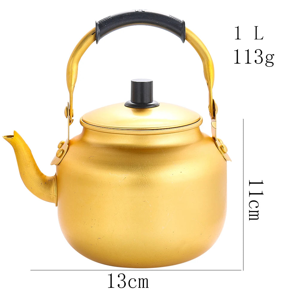 0.75-6L Gold Aluminum Kettle Outdoor Portable Teapot Coffee Pot Large Capacity Kettle Kitchen Camping Cookware Cooking Supplies Buy Our Tea