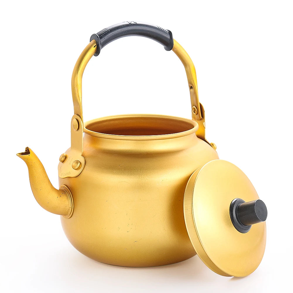 0.75-6L Gold Aluminum Kettle Outdoor Portable Teapot Coffee Pot Large Capacity Kettle Kitchen Camping Cookware Cooking Supplies Buy Our Tea