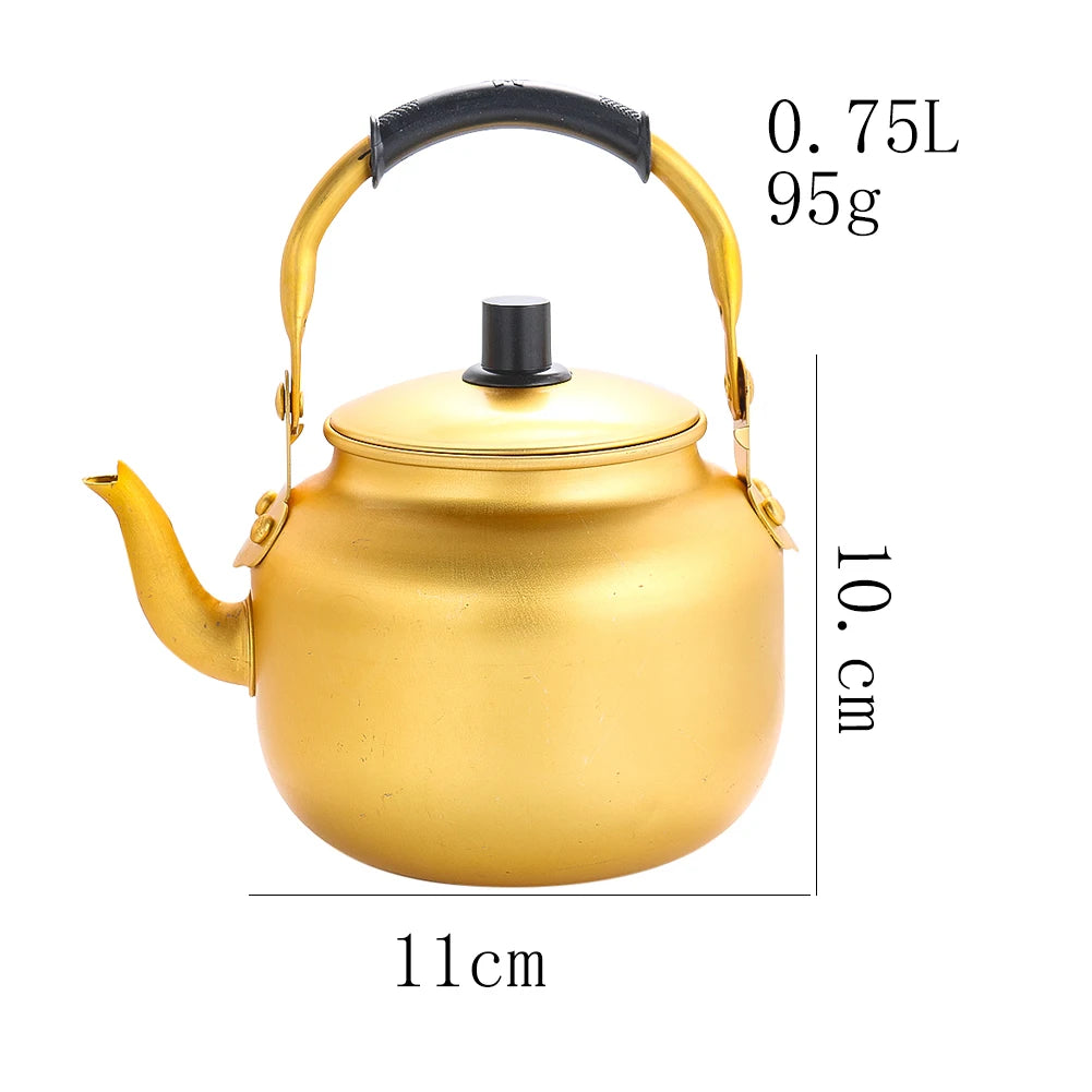 0.75-6L Gold Aluminum Kettle Outdoor Portable Teapot Coffee Pot Large Capacity Kettle Kitchen Camping Cookware Cooking Supplies Buy Our Tea