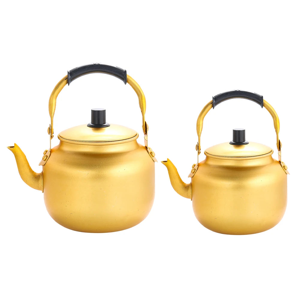 0.75-6L Gold Aluminum Kettle Outdoor Portable Teapot Coffee Pot Large Capacity Kettle Kitchen Camping Cookware Cooking Supplies Buy Our Tea