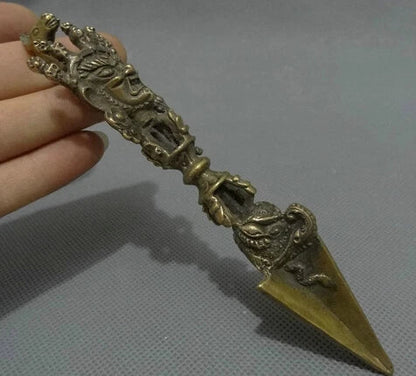 007171 Tibet Bronze Buddhism Mahakala Buddha Head Statue Vajra Phurba Dagger Holder Buy Our Tea