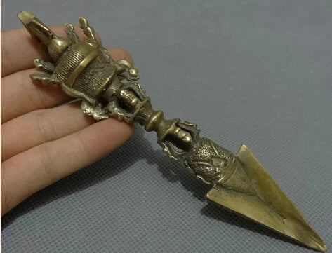 007171 Tibet Bronze Buddhism Mahakala Buddha Head Statue Vajra Phurba Dagger Holder Buy Our Tea