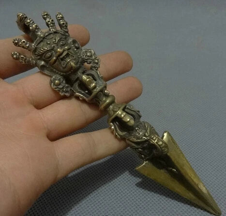 007171 Tibet Bronze Buddhism Mahakala Buddha Head Statue Vajra Phurba Dagger Holder Buy Our Tea