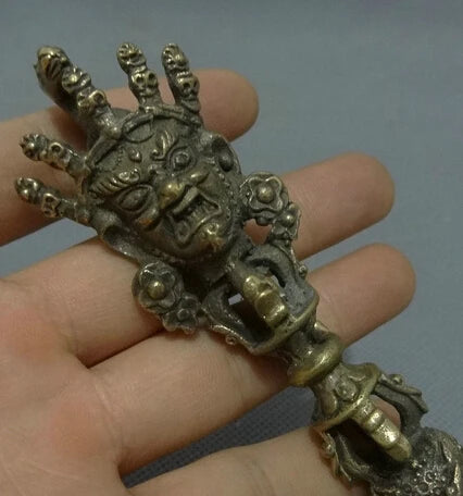 007171 Tibet Bronze Buddhism Mahakala Buddha Head Statue Vajra Phurba Dagger Holder Buy Our Tea