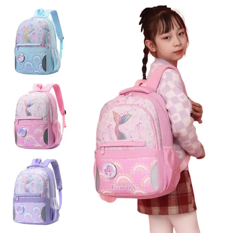 024 New Children's School Bag Primary School Cute Mermaid Tail Girl Waterproof Lightweight Bookbag Primary Middle Schoolbags
