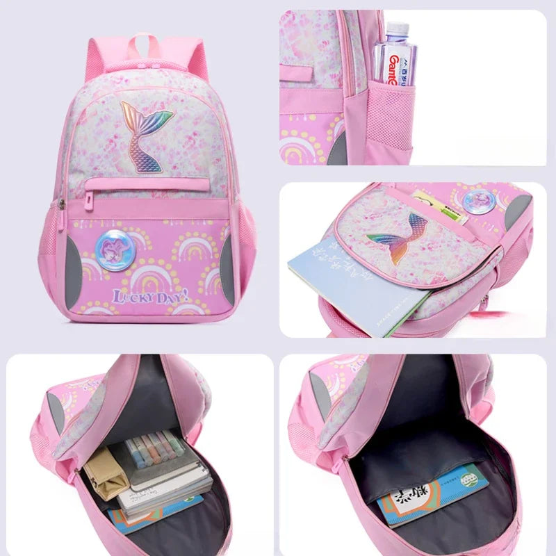 024 New Children's School Bag Primary School Cute Mermaid Tail Girl Waterproof Lightweight Bookbag Primary Middle Schoolbags