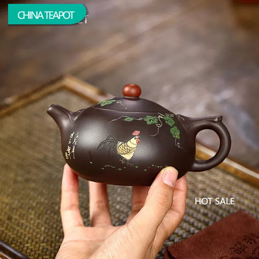 260ml Yixing Handmade Purple Clay Teapot Famous Hand Painted Tea Pot Raw Ore Purple Mud Beauty Kettle Chinese Zisha Tea Set