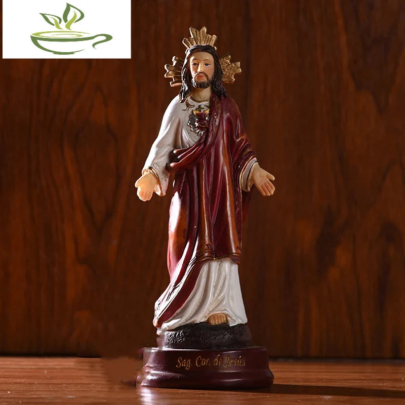 New Style Divine Mercy Resin Religious Statue Jesus Christ Sacred Heart Saint Idol Ornaments Room Desktop Decoration Gift Nordic