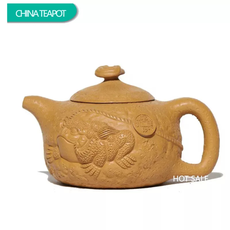 340ml Chinese Yixing Purple Clay Teapots Large Capacity Famous Handmade Raw Ore Gold Section Mud Tea Pot Kettle Zisha Tea Set