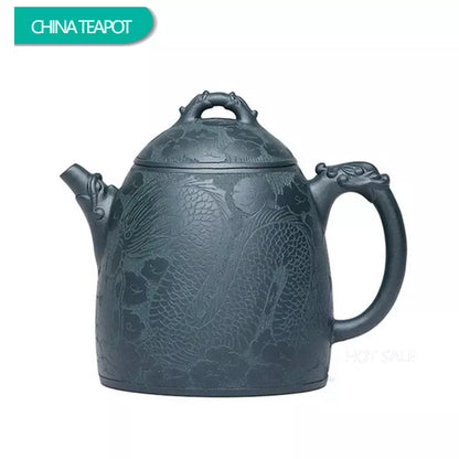 300ml High-end Yixing Purple Clay Teapots Famous Artists Handmade Dragon Pattern Tea Pot Kettle Chinese Zisha Tea Set Collection