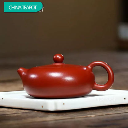160ml Classic Yixing Purple Clay Teapots Raw Ore Dahongpao Flat Xishi Tea Pot Chinese Zisha Filter Kettle Tea Set Accessories