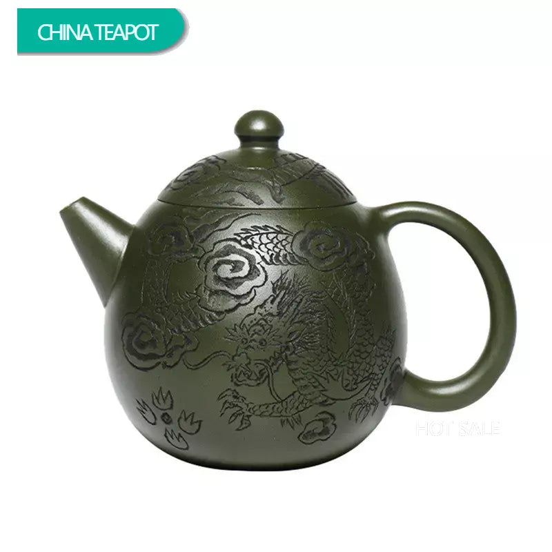 260ml Chinese Yixing Purple Clay Teapots Famous Artists Handmade Dragon Egg Tea Pot Raw Ore Green Mud Kettle Zisha Tea Set Gifts