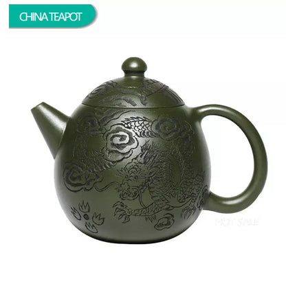 260ml Chinese Yixing Purple Clay Teapots Famous Artists Handmade Dragon Egg Tea Pot Raw Ore Green Mud Kettle Zisha Tea Set Gifts