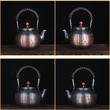 1.0/1.3/1.7L Large-Capacity Pure Copper Teapot Roasted Black Copper Boiling Water Kettle Handmade Thick Copper Tea Pot Buy Our Tea