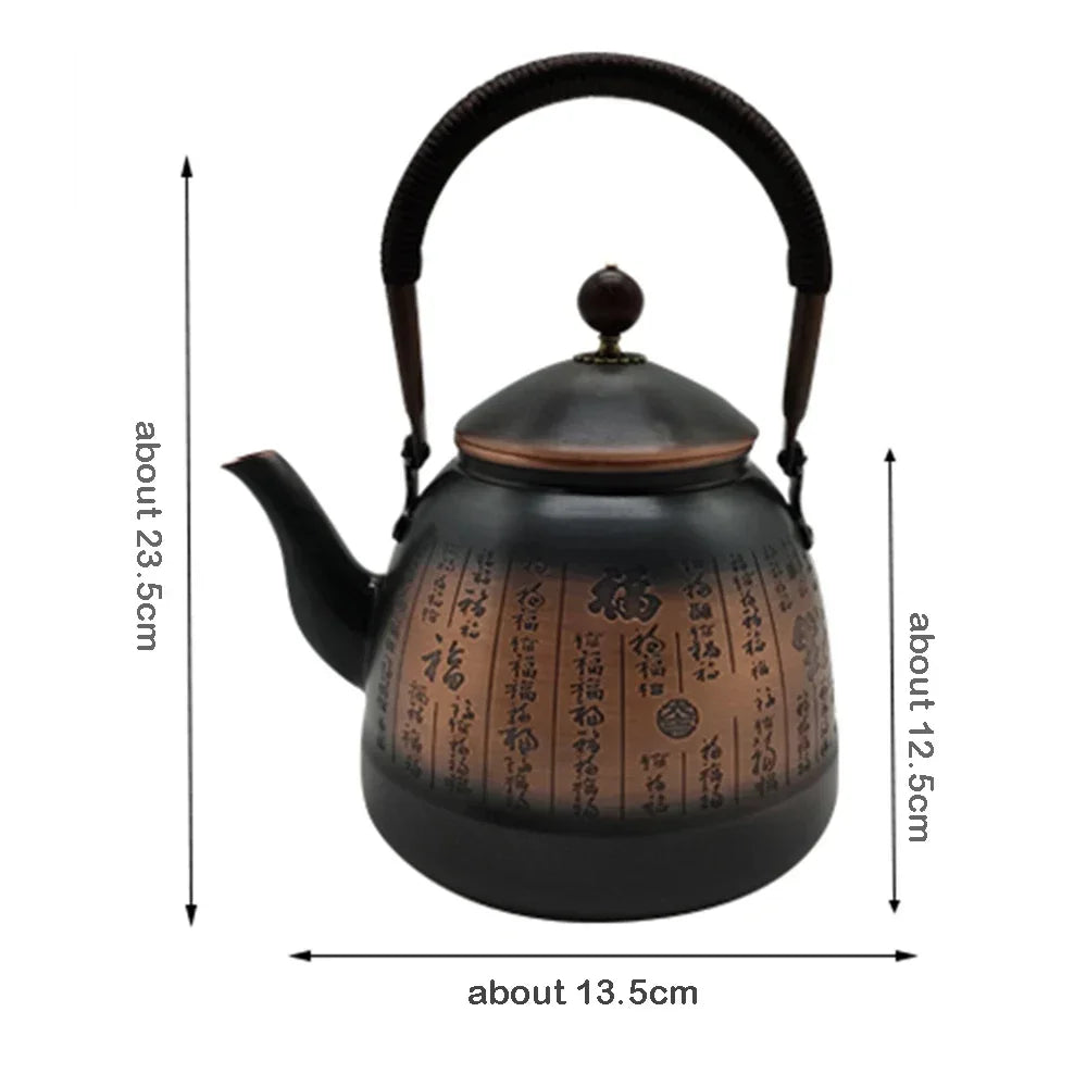 1.0/1.3/1.7L Large-Capacity Pure Copper Teapot Roasted Black Copper Boiling Water Kettle Handmade Thick Copper Tea Pot Buy Our Tea