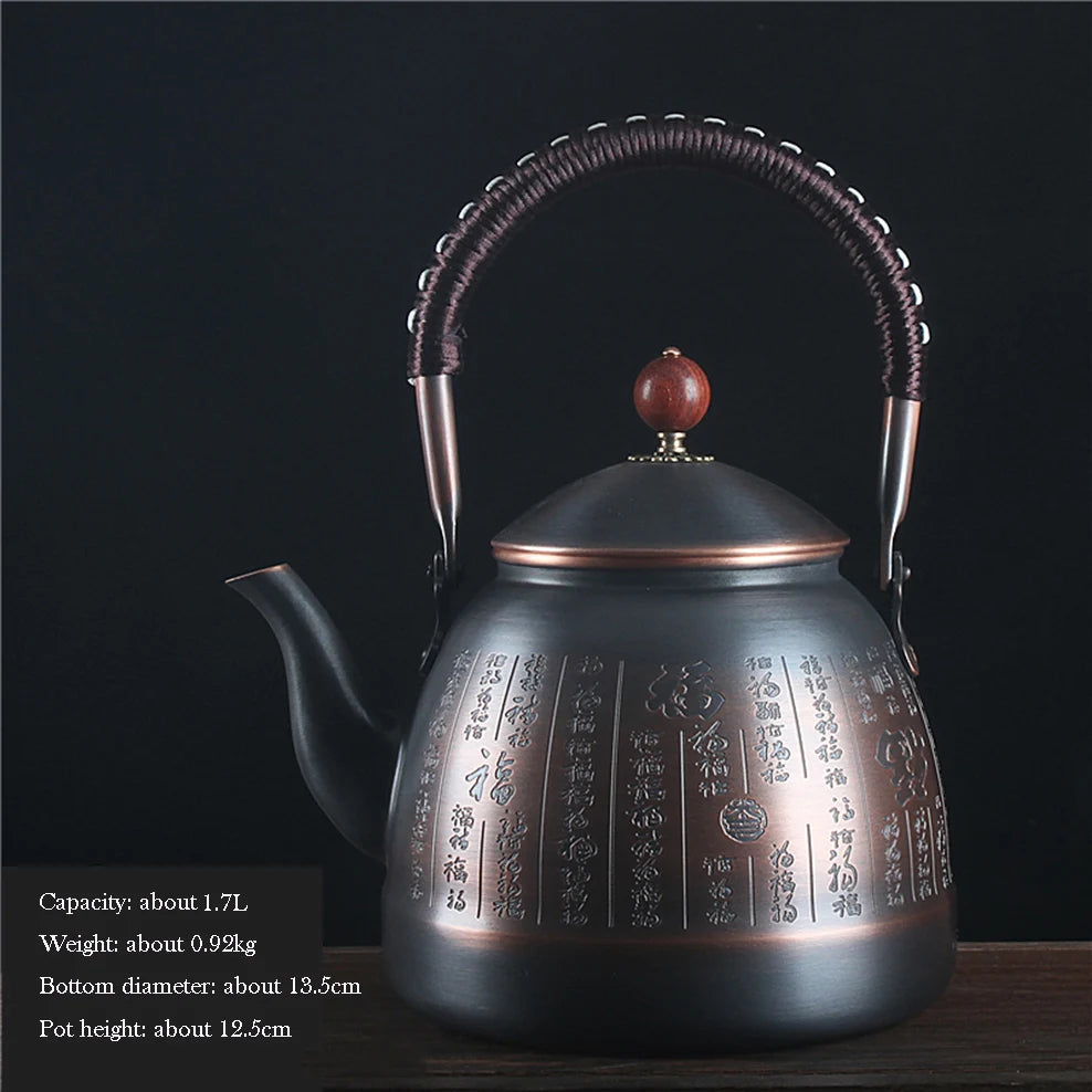 1.0/1.3/1.7L Large-Capacity Pure Copper Teapot Roasted Black Copper Boiling Water Kettle Handmade Thick Copper Tea Pot Buy Our Tea