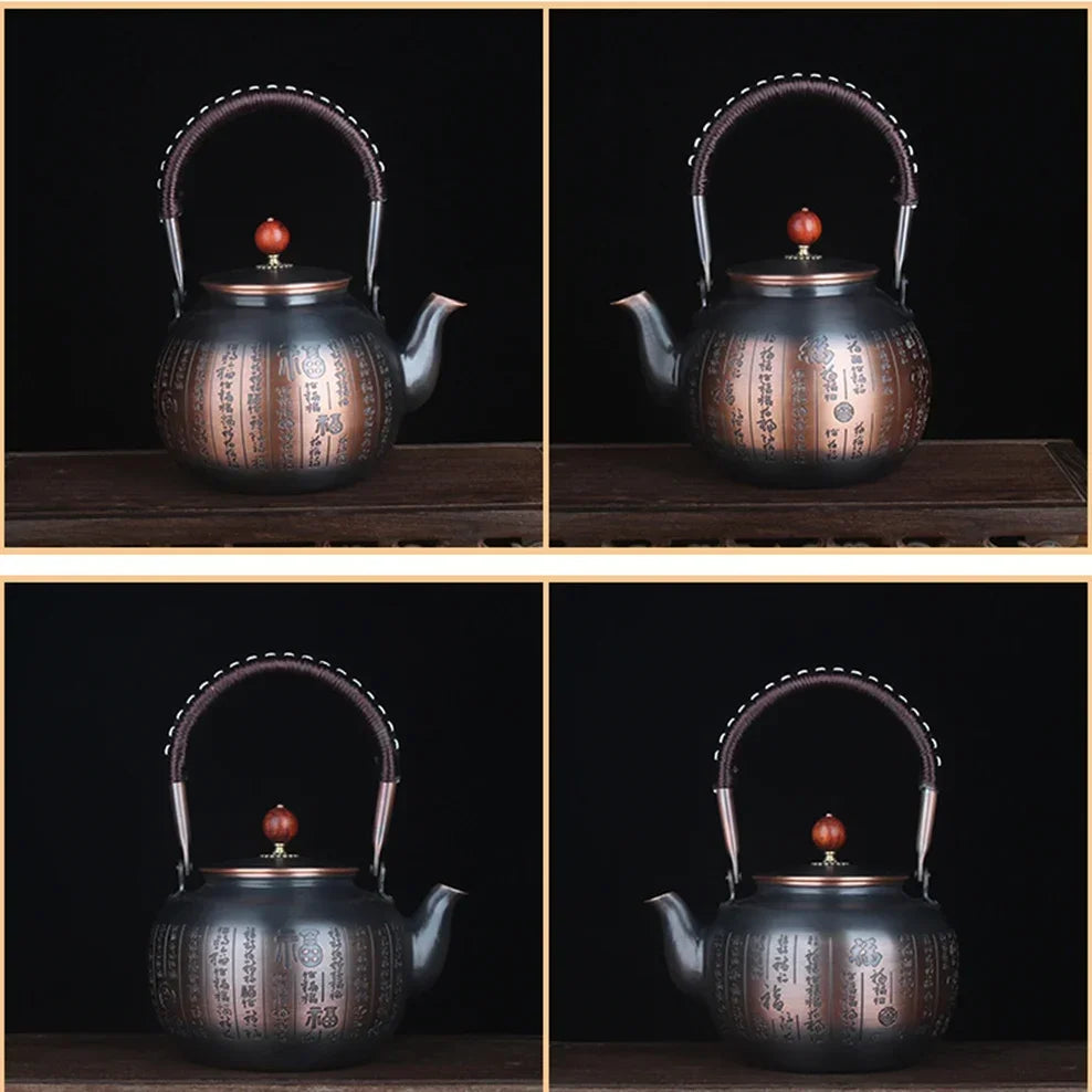 1.0/1.3/1.7L Large-Capacity Pure Copper Teapot Roasted Black Copper Boiling Water Kettle Handmade Thick Copper Tea Pot Buy Our Tea