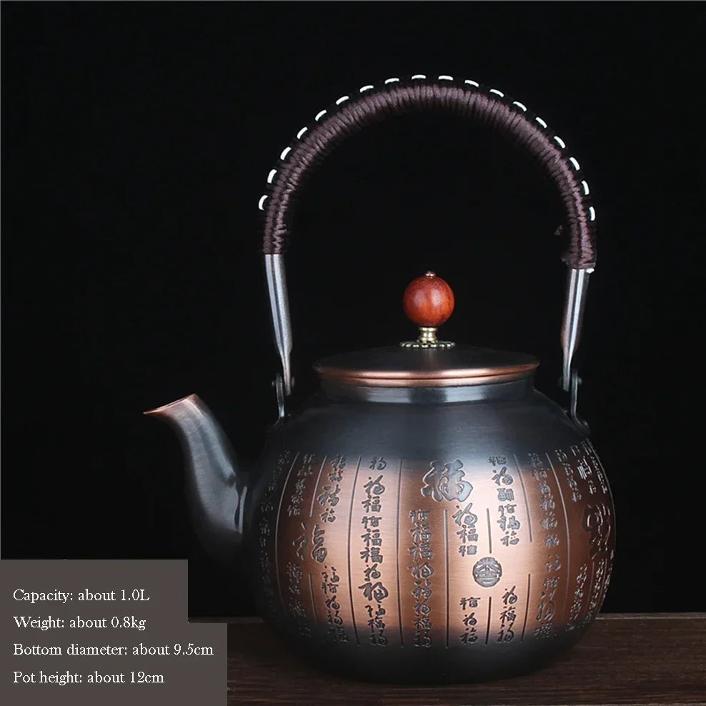 1.0/1.3/1.7L Large-Capacity Pure Copper Teapot Roasted Black Copper Boiling Water Kettle Handmade Thick Copper Tea Pot Buy Our Tea