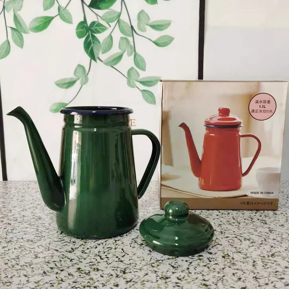 1.1L Enamel Coffee Pot Army Green Teapot Hot Pot Restaurant Kettle For Home Enamel Pot Cup Buy Our Tea