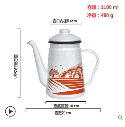 1.1L Enamel Coffee Pot Hand Tea Kettle Induction Cooker Gas Stove Universal Enamel Vintage Kettle Water Kettle Teapot Buy Our Tea