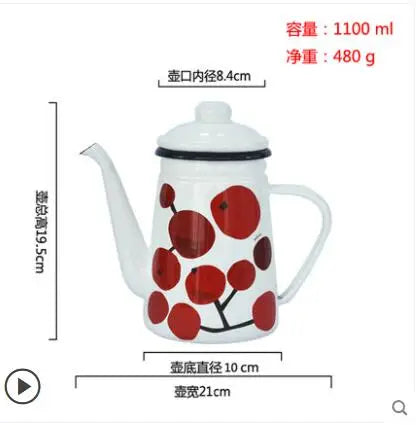 1.1L Enamel Coffee Pot Hand Tea Kettle Induction Cooker Gas Stove Universal Enamel Vintage Kettle Water Kettle Teapot Buy Our Tea