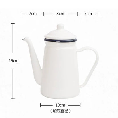 1.1LThickened Enamel Thin Mouth Pots Drip Coffee Pot Gooseneck Spout Long Mouth Coffee Kettle Home Tea Tool bule esmaltado