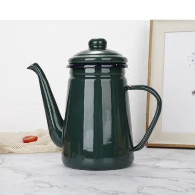 1.1LThickened Enamel Thin Mouth Pots Drip Coffee Pot Gooseneck Spout Long Mouth Coffee Kettle Home Tea Tool bule esmaltado