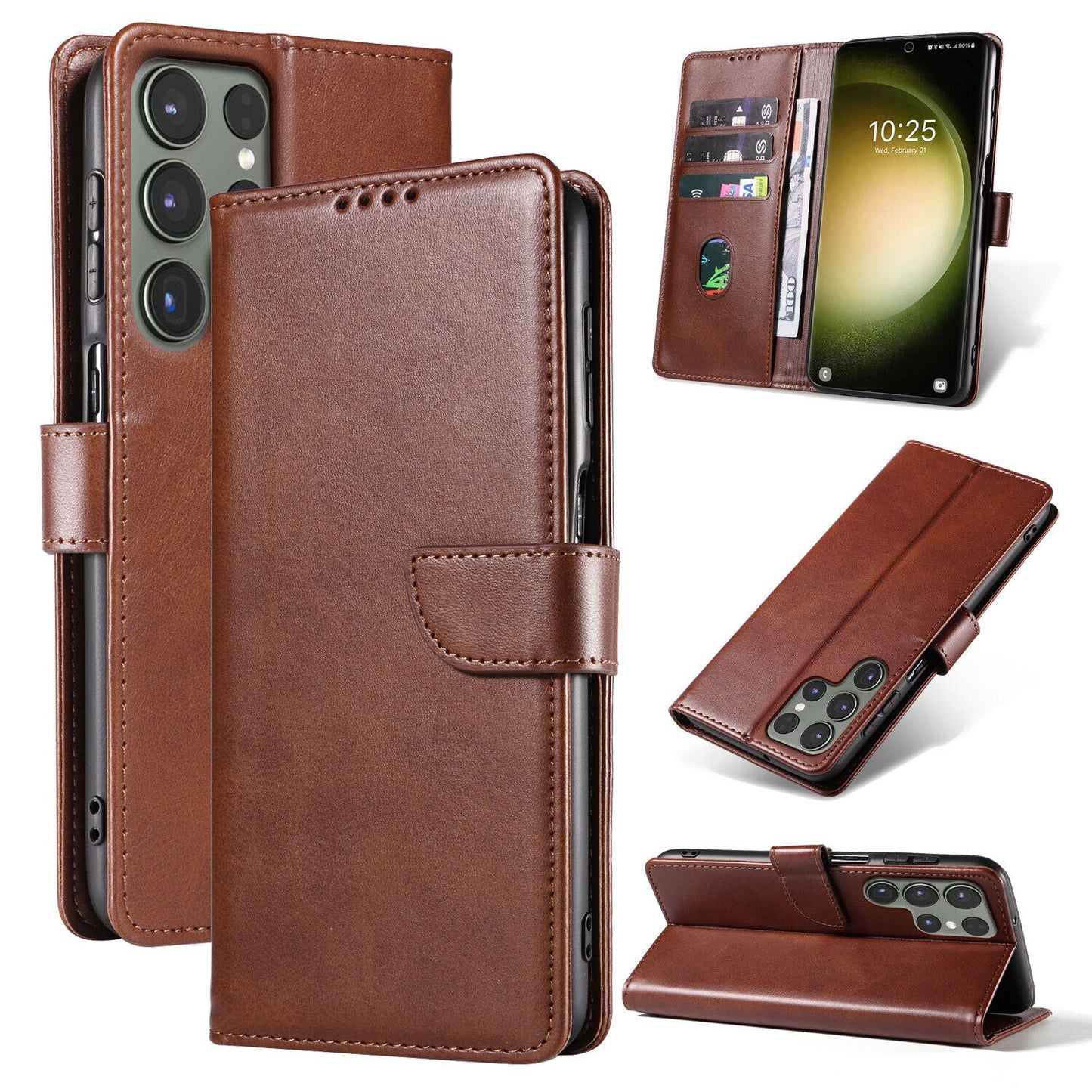 1/2-Pack Flip Case For Samsung Galaxy S23 Ultra/+/ FE Leather Wallet Pouch Cover Buy Our Tea