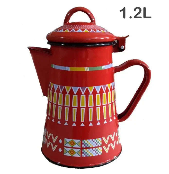 1.2L/1.8L Enamel Coffee Pot With Handle Large Capacity Cold Kettle Hand Coffee Maker Geometric Flower Starry Sky Enamel Hand Pot Buy Our Tea