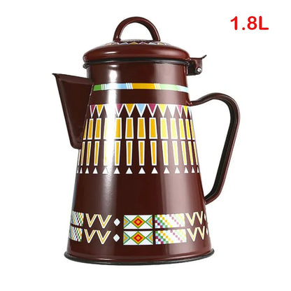 1.2L/1.8L Enamel Coffee Pot With Handle Large Capacity Cold Kettle Hand Coffee Maker Geometric Flower Starry Sky Enamel Hand Pot Buy Our Tea