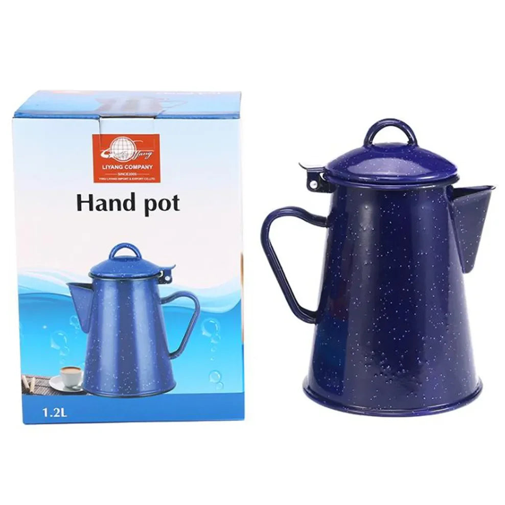 1.2L/1.8L Enamel Coffee Pot With Handle Large Capacity Cold Kettle Hand Coffee Maker Geometric Flower Starry Sky Enamel Hand Pot Buy Our Tea