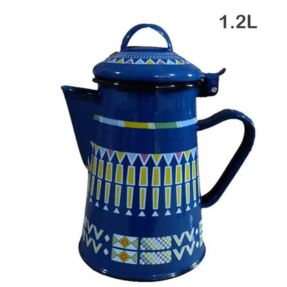 1.2L/1.8L Enamel Coffee Pot With Handle Large Capacity Cold Kettle Hand Coffee Maker Geometric Flower Starry Sky Enamel Hand Pot Buy Our Tea