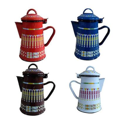 1.2L/1.8L Enamel Coffee Pot With Handle Large Capacity Cold Kettle Hand Coffee Maker Geometric Flower Starry Sky Enamel Hand Pot Buy Our Tea