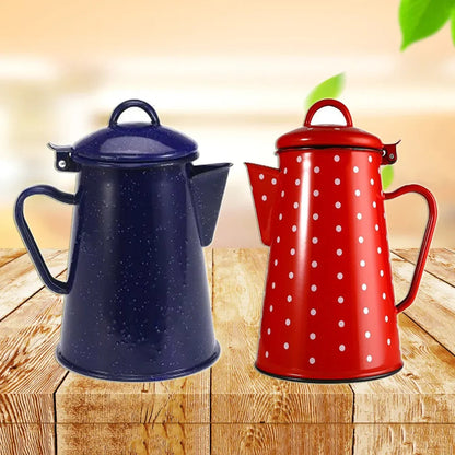 1.2L/1.8L Enamel Coffee Pot With Handle Large Capacity Cold Kettle Hand Coffee Maker Geometric Flower Starry Sky Enamel Hand Pot Buy Our Tea